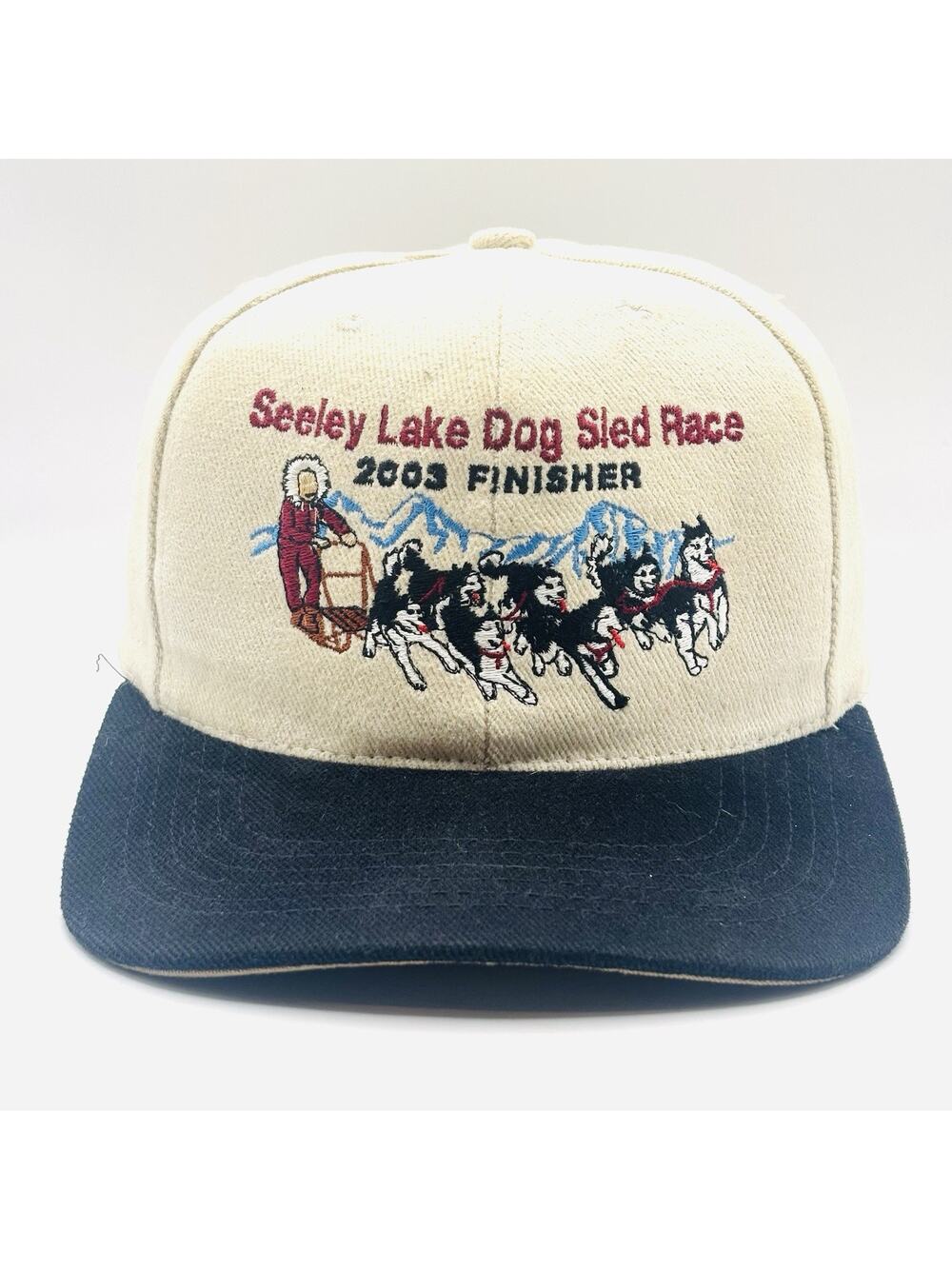 Vintage Hat Seeley Lake Dog Sled Race Embroidered Nature Rare Eskimo Strapback